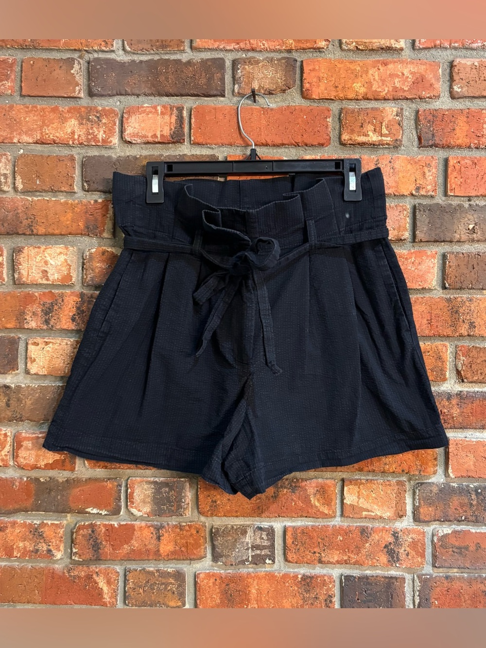 J. Crew womens paper bag high waisted tie belt shorts black 6
